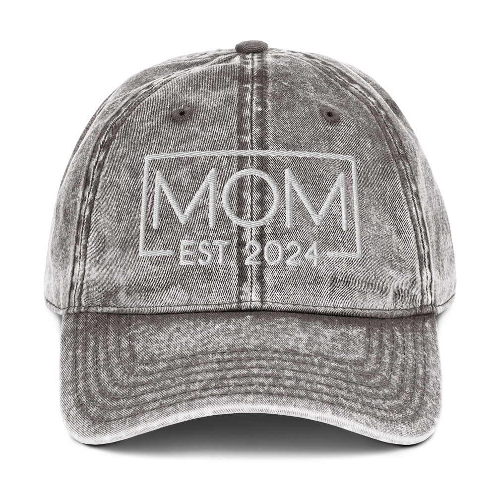 New Mom Est. 2024 Vintage Baseball Cap