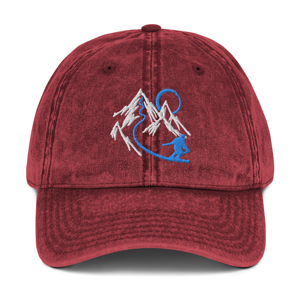 Mountain Skier Vintage Baseball Cap