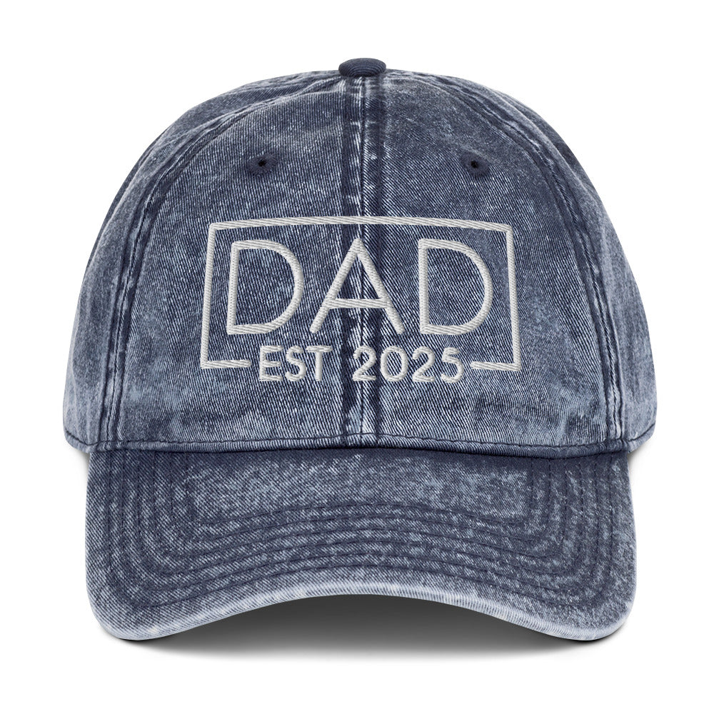 New Dad Est. 2025 Vintage Baseball Cap