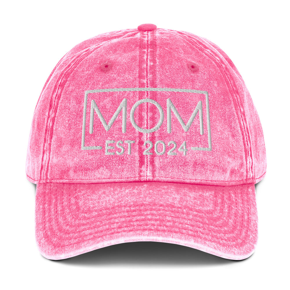 New Mom Est. 2024 Vintage Baseball Cap