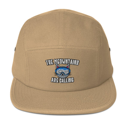 The Meowntains Are Calling Skiing 5 Panel Hat