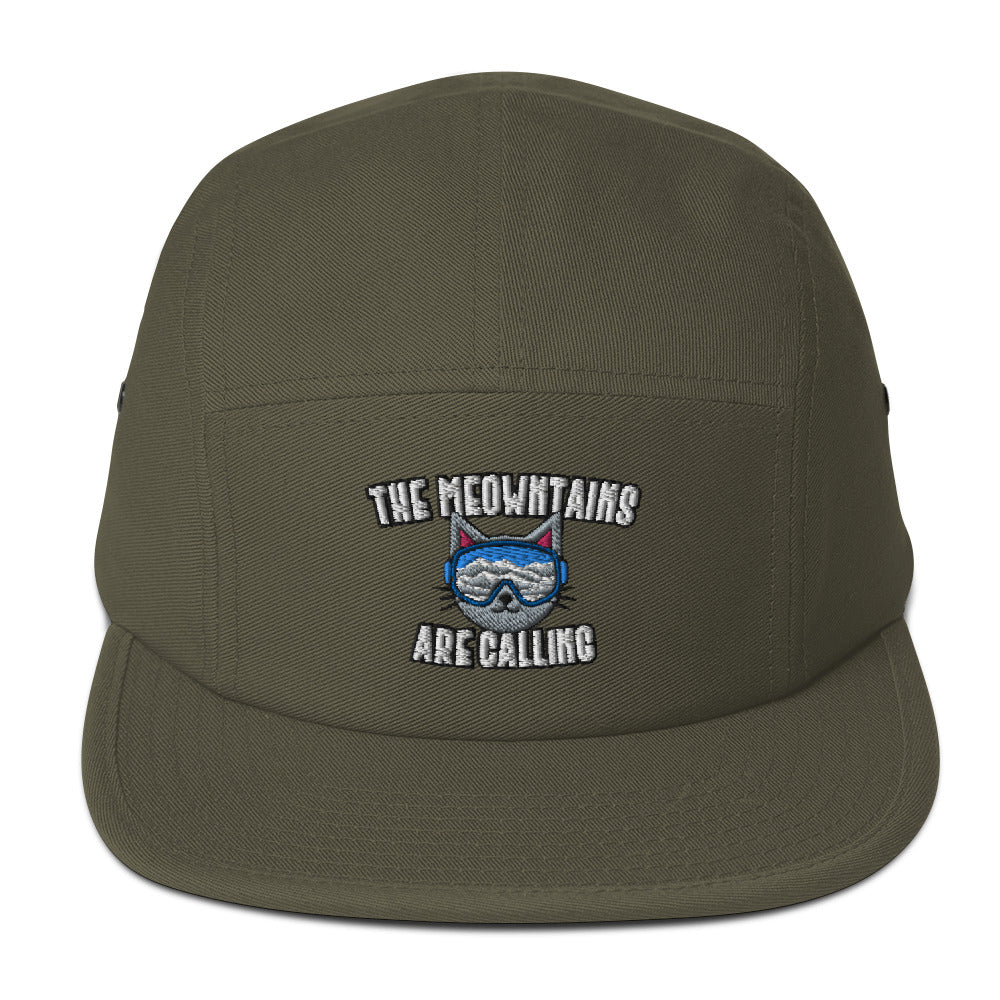 The Meowntains Are Calling Skiing 5 Panel Hat