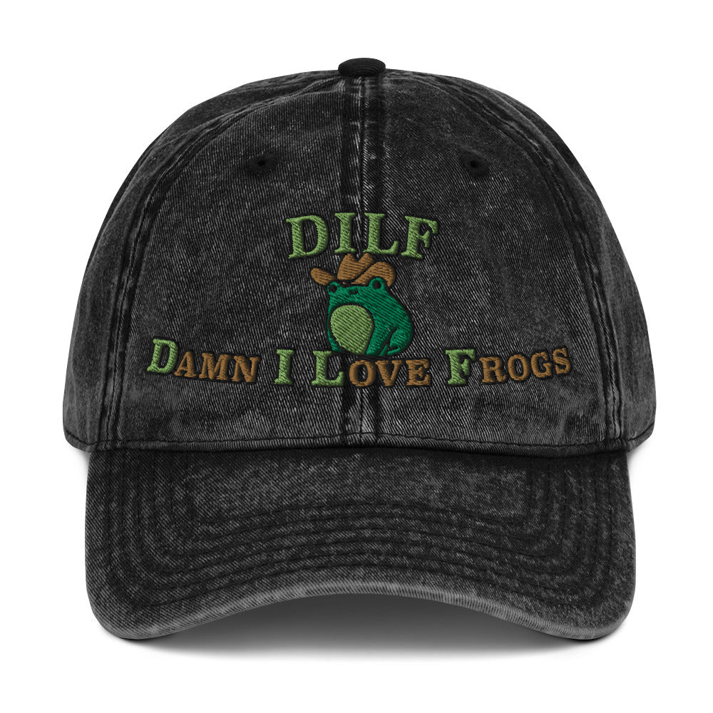 DILF Damn I Love Frogs Vintage Baseball Cap