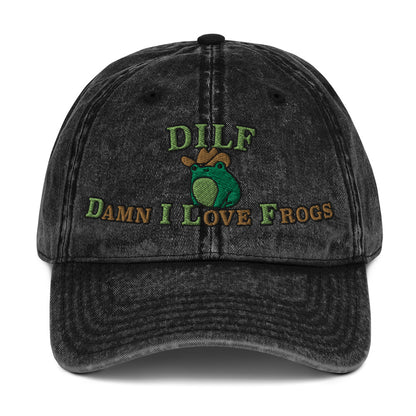 DILF Damn I Love Frogs Vintage Baseball Cap