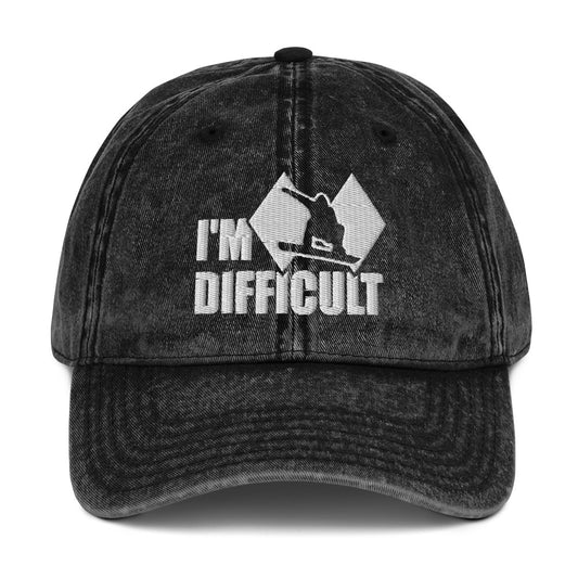 I'm Difficult Snowboarding Vintage Baseball Cap