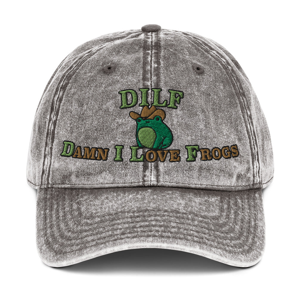 DILF Damn I Love Frogs Vintage Baseball Cap