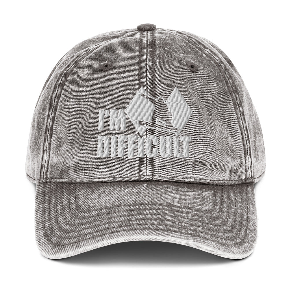 I'm Difficult Snowboarding Vintage Baseball Cap