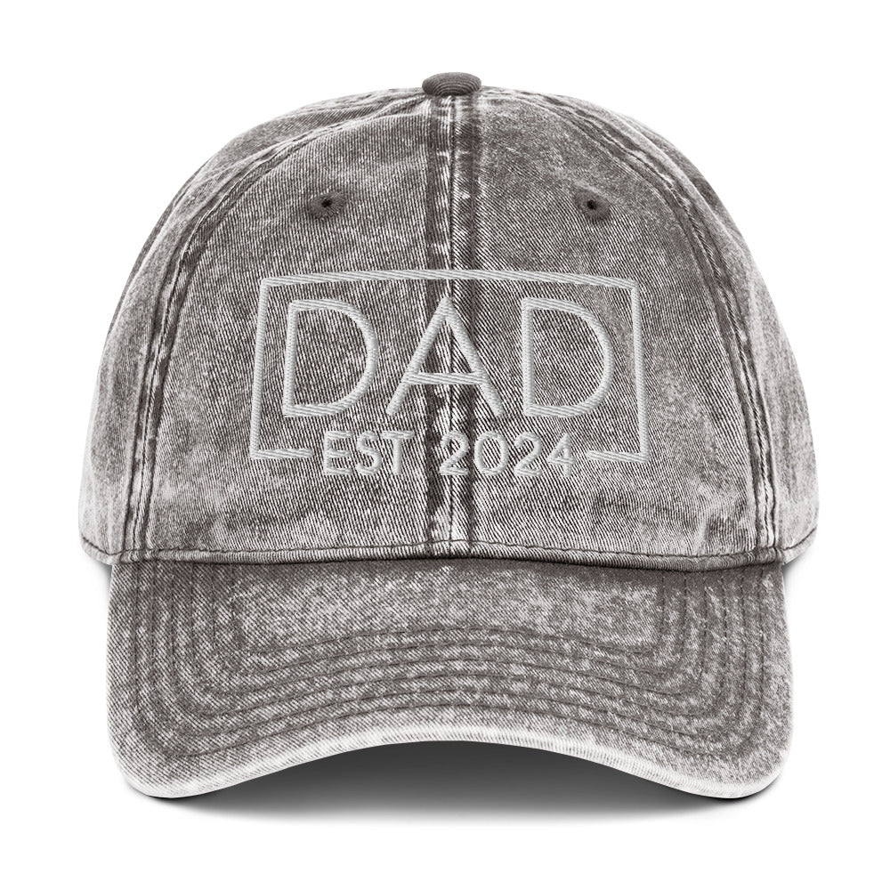 New Dad Est. 2024 Vintage Baseball Cap