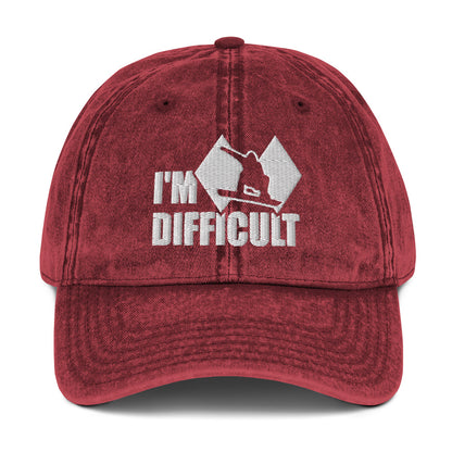 I'm Difficult Snowboarding Vintage Baseball Cap