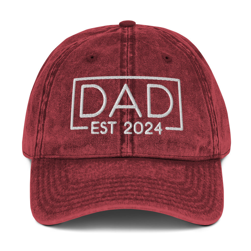 New Dad Est. 2024 Vintage Baseball Cap