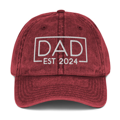 New Dad Est. 2024 Vintage Baseball Cap