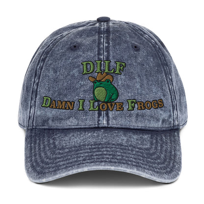 DILF Damn I Love Frogs Vintage Baseball Cap