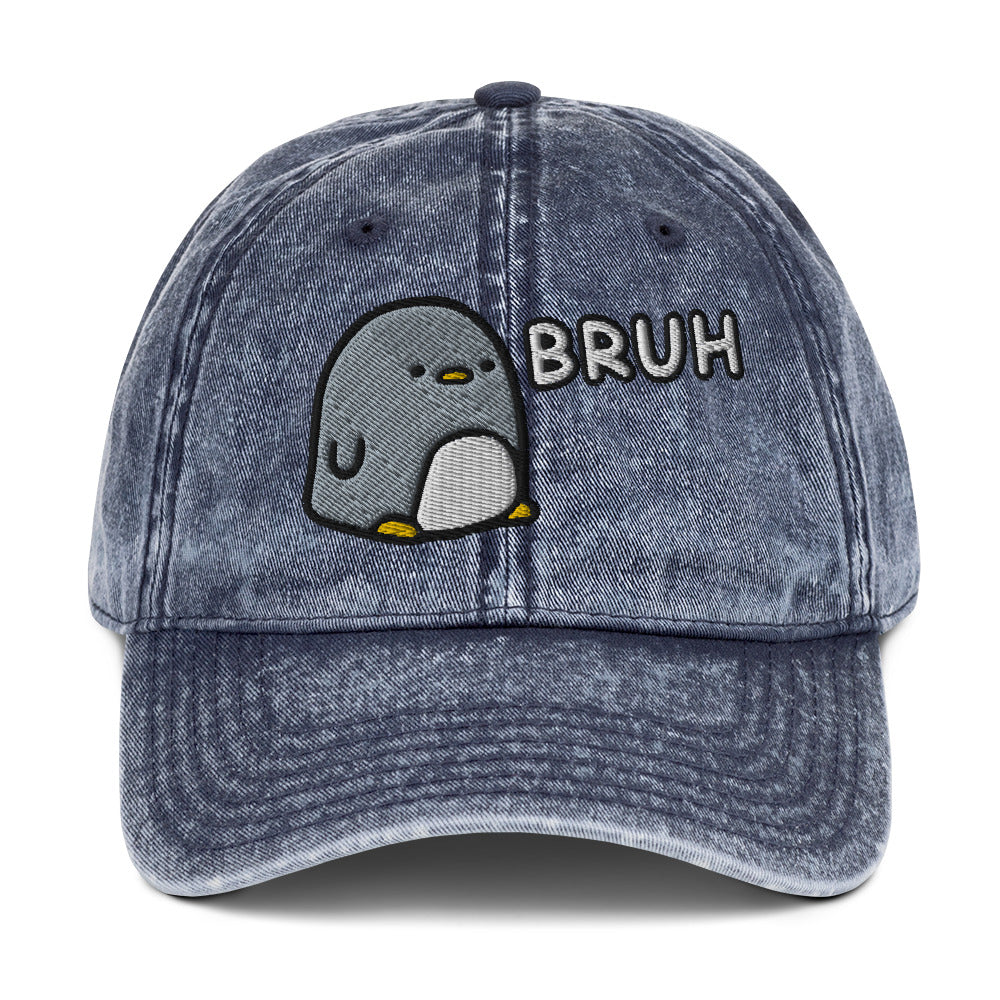 Bruh Penguin Vintage Baseball Cap