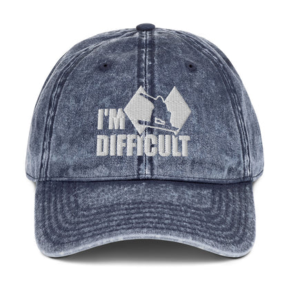 I'm Difficult Snowboarding Vintage Baseball Cap