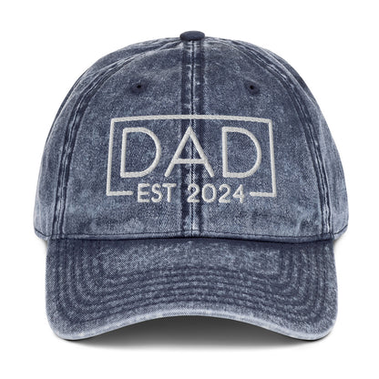 New Dad Est. 2024 Vintage Baseball Cap