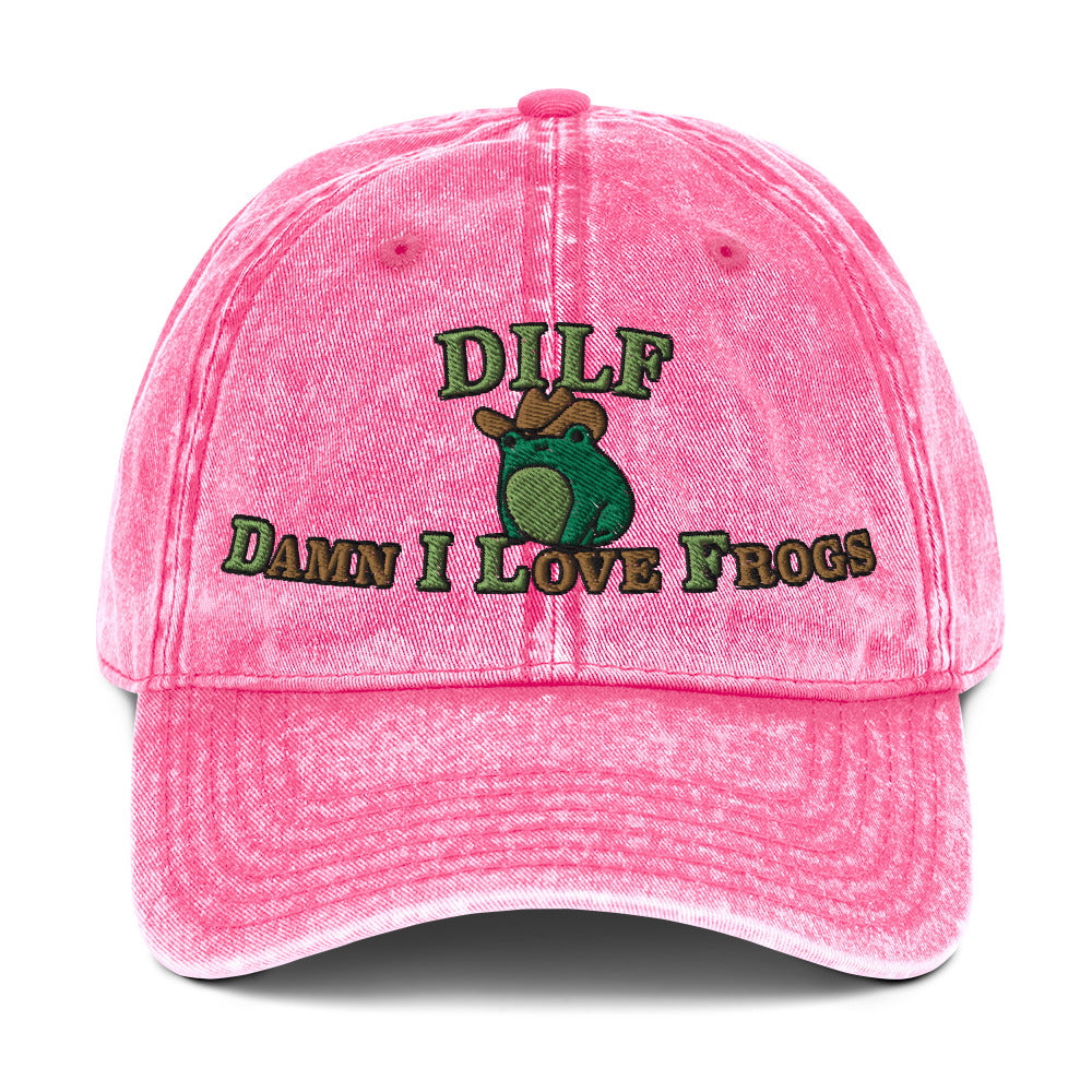 DILF Damn I Love Frogs Vintage Baseball Cap