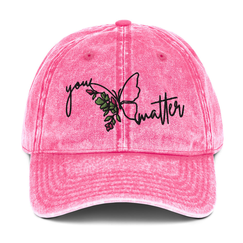 You Matter Vintage Baseball Cap Black Text