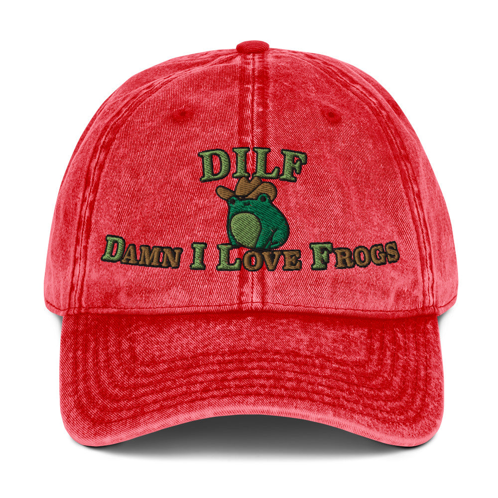 DILF Damn I Love Frogs Vintage Baseball Cap