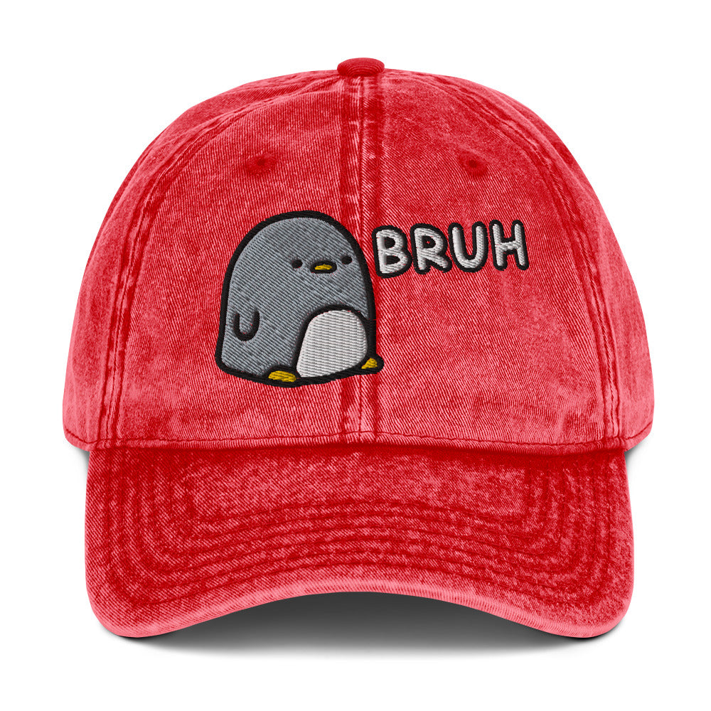 Bruh Penguin Vintage Baseball Cap