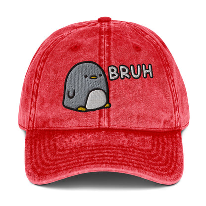 Bruh Penguin Vintage Baseball Cap