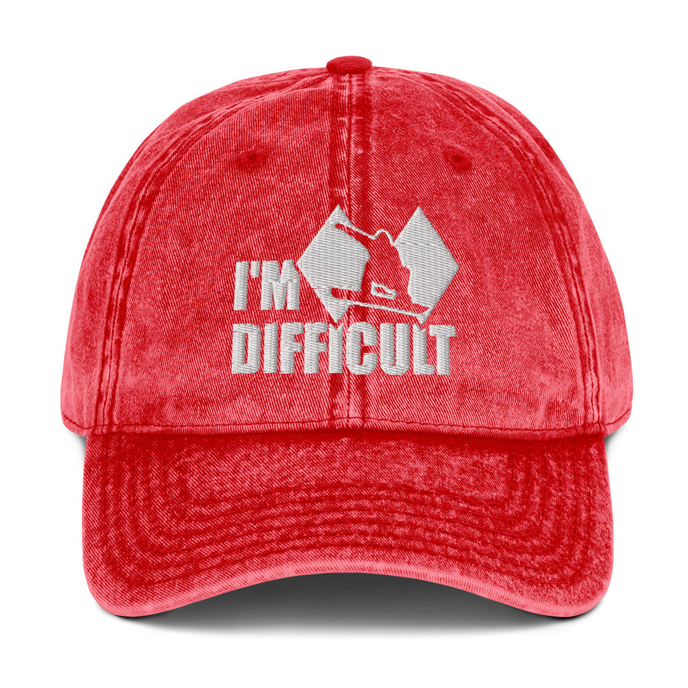 I'm Difficult Snowboarding Vintage Baseball Cap