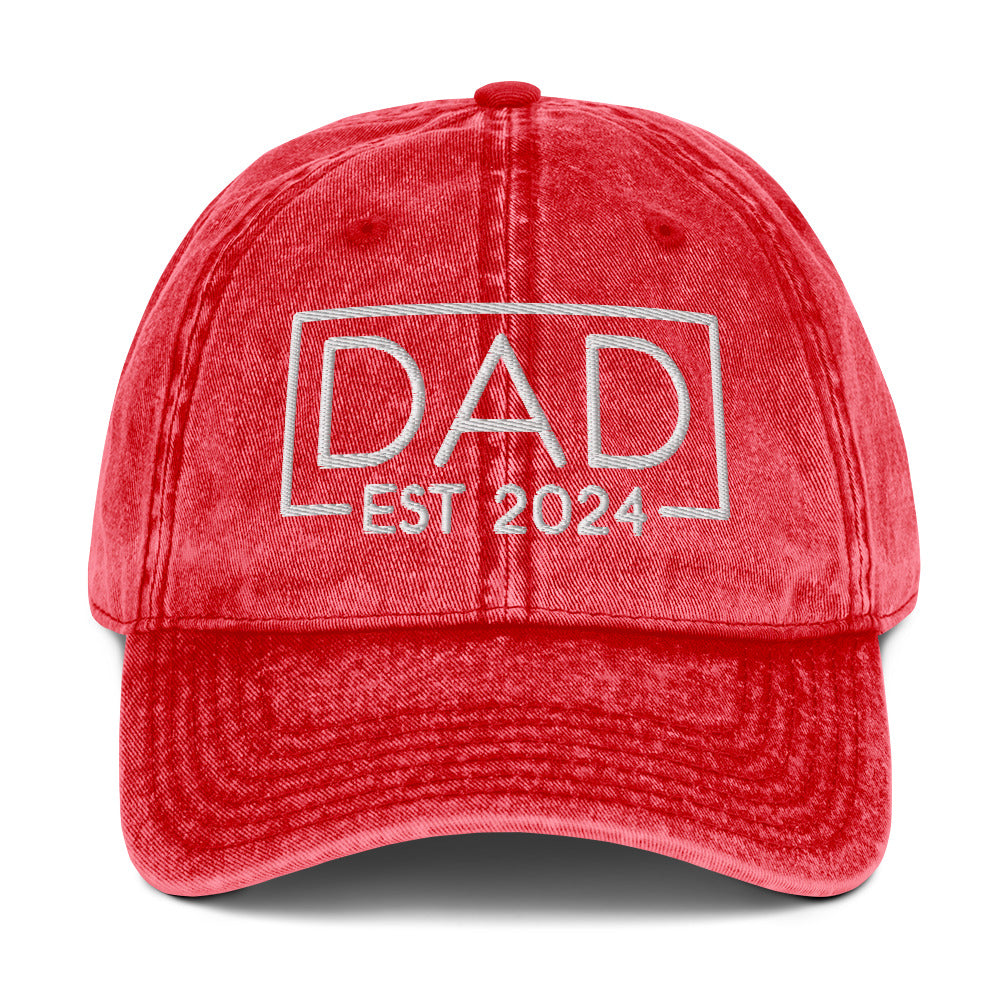 New Dad Est. 2024 Vintage Baseball Cap