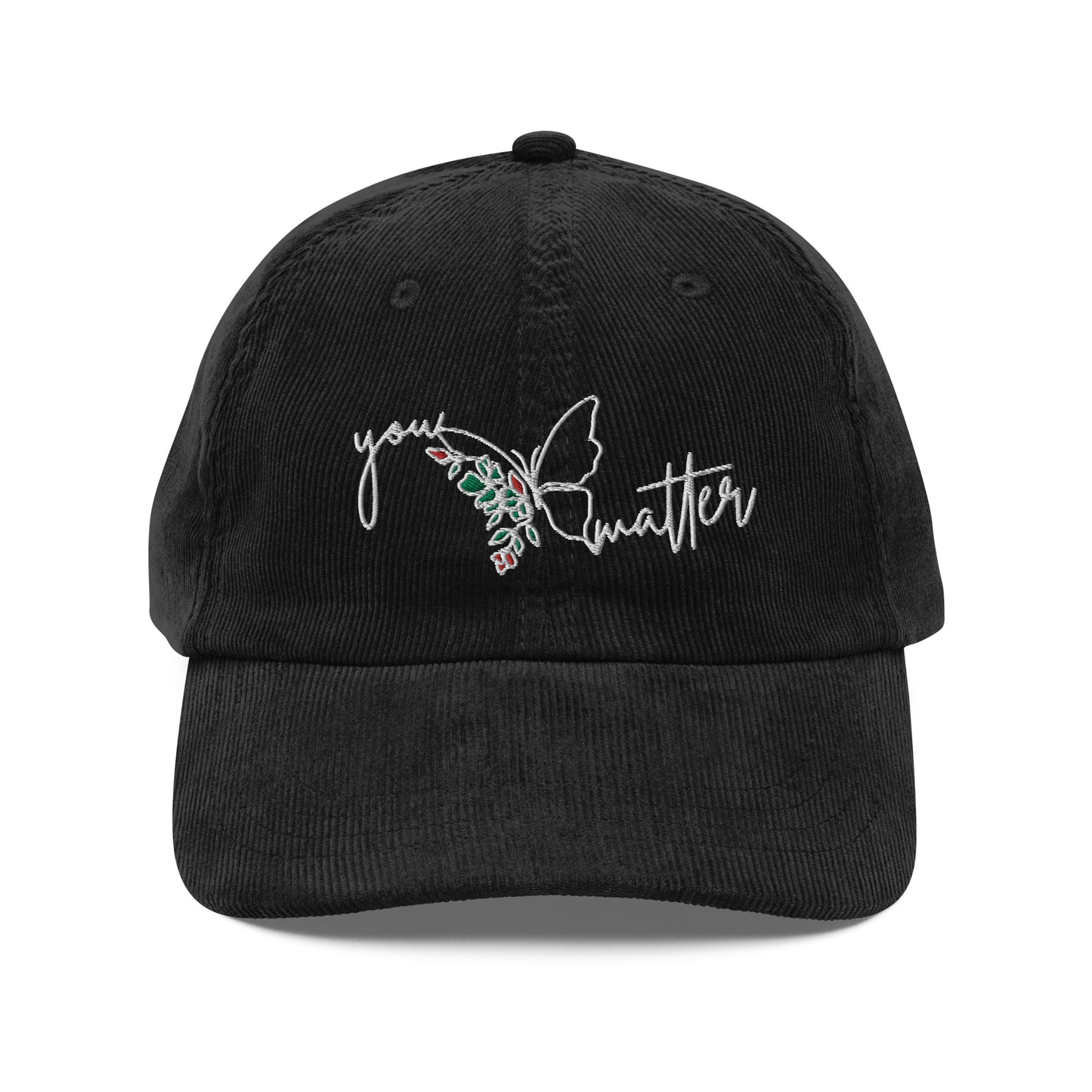 You Matter Corduroy Cap White Text