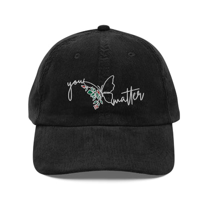 You Matter Corduroy Cap White Text