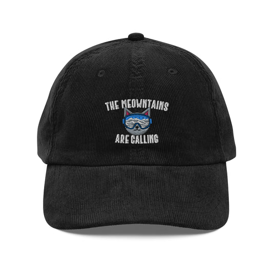 The Meowntains Are Calling Skiing Corduroy Cap