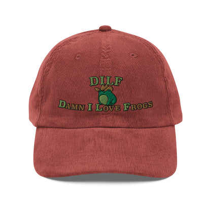 DILF Damn I Love Frogs Corduroy Cap