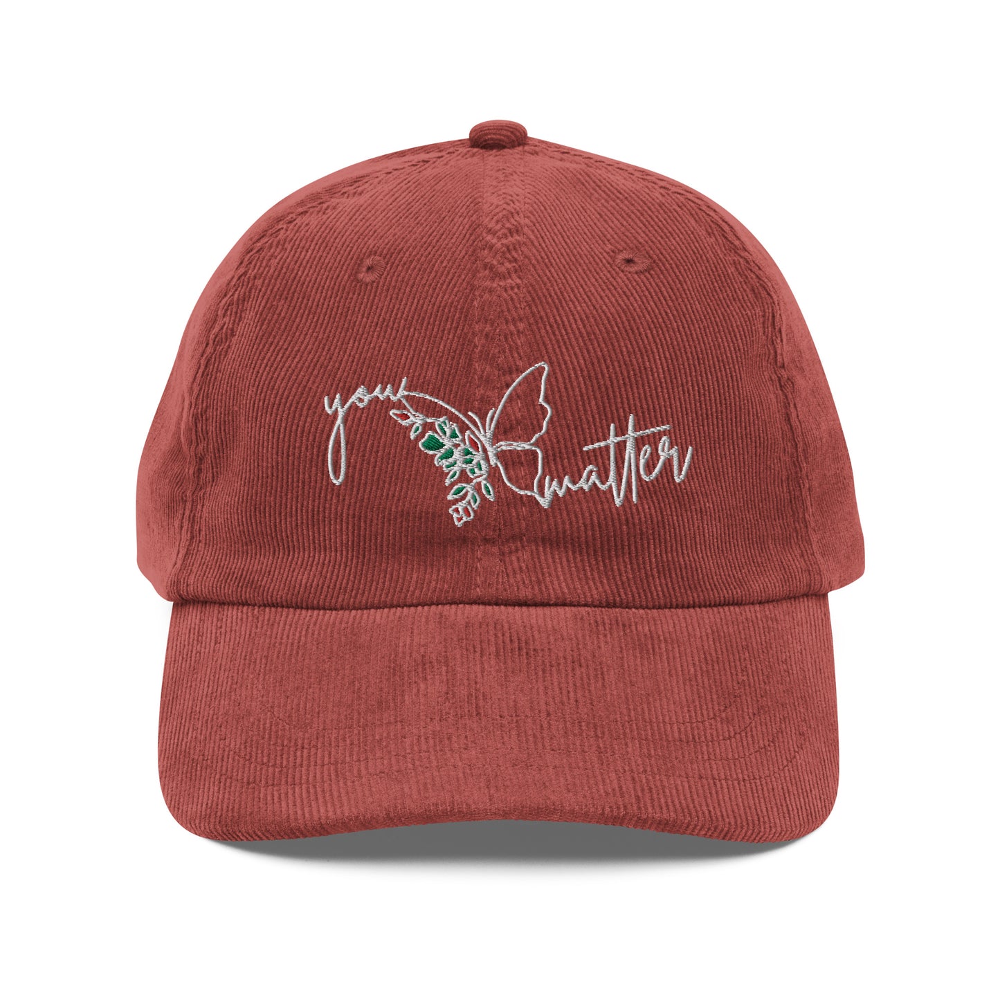 You Matter Corduroy Cap White Text