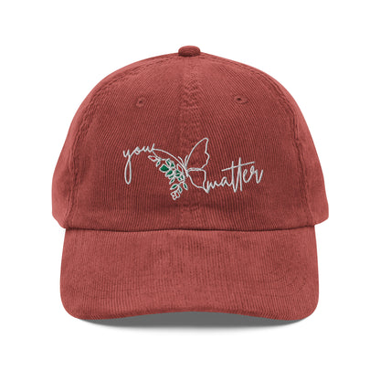 You Matter Corduroy Cap White Text