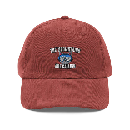 The Meowntains Are Calling Skiing Corduroy Cap