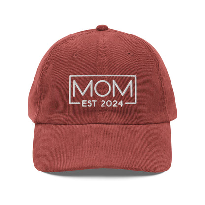 New Mom Est. 2024 Corduroy Cap