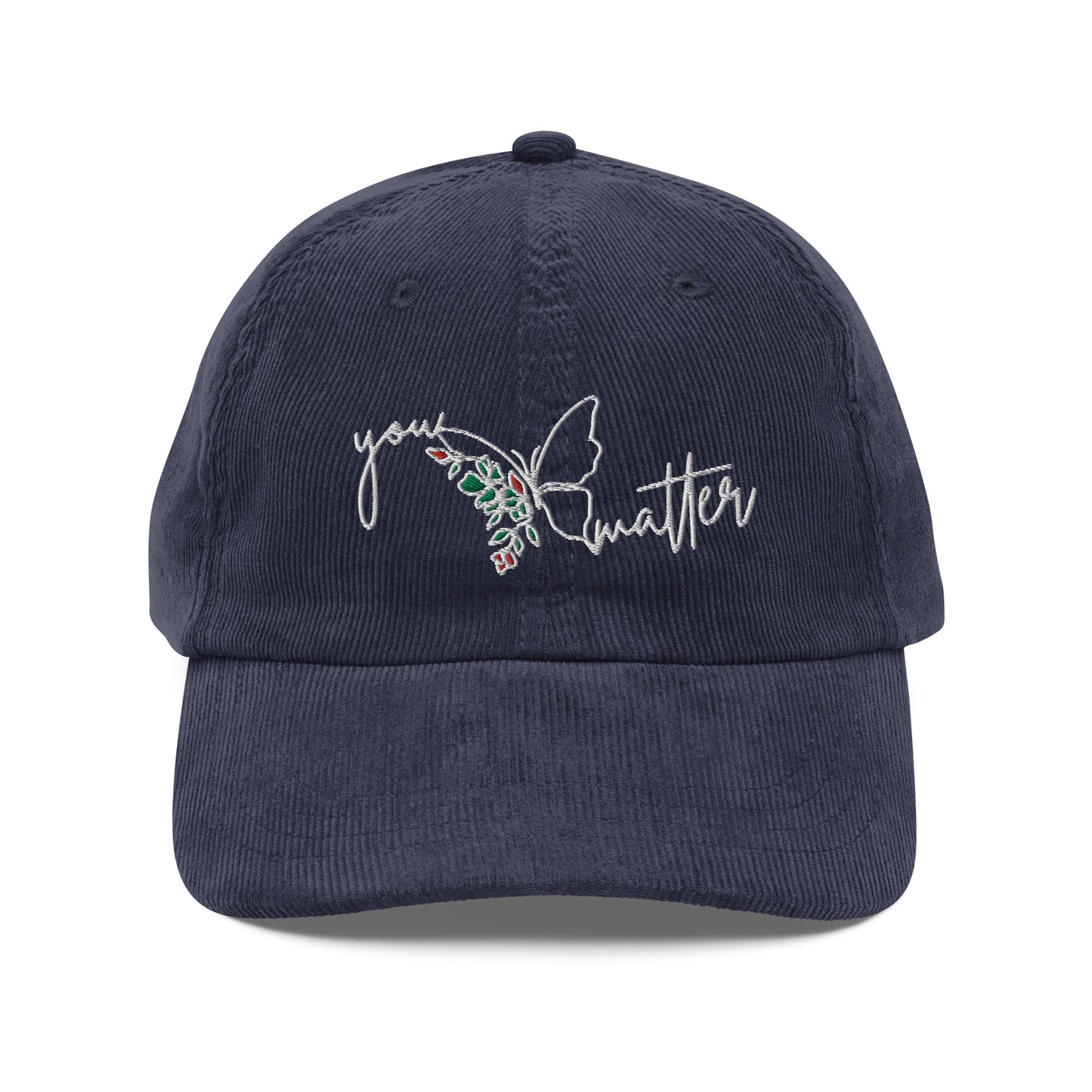 You Matter Corduroy Cap White Text