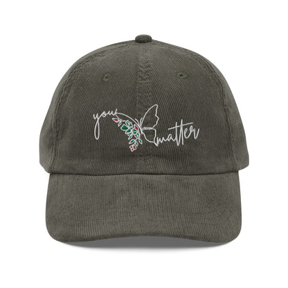 You Matter Corduroy Cap White Text