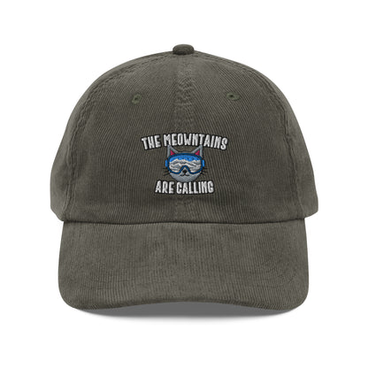 The Meowntains Are Calling Skiing Corduroy Cap